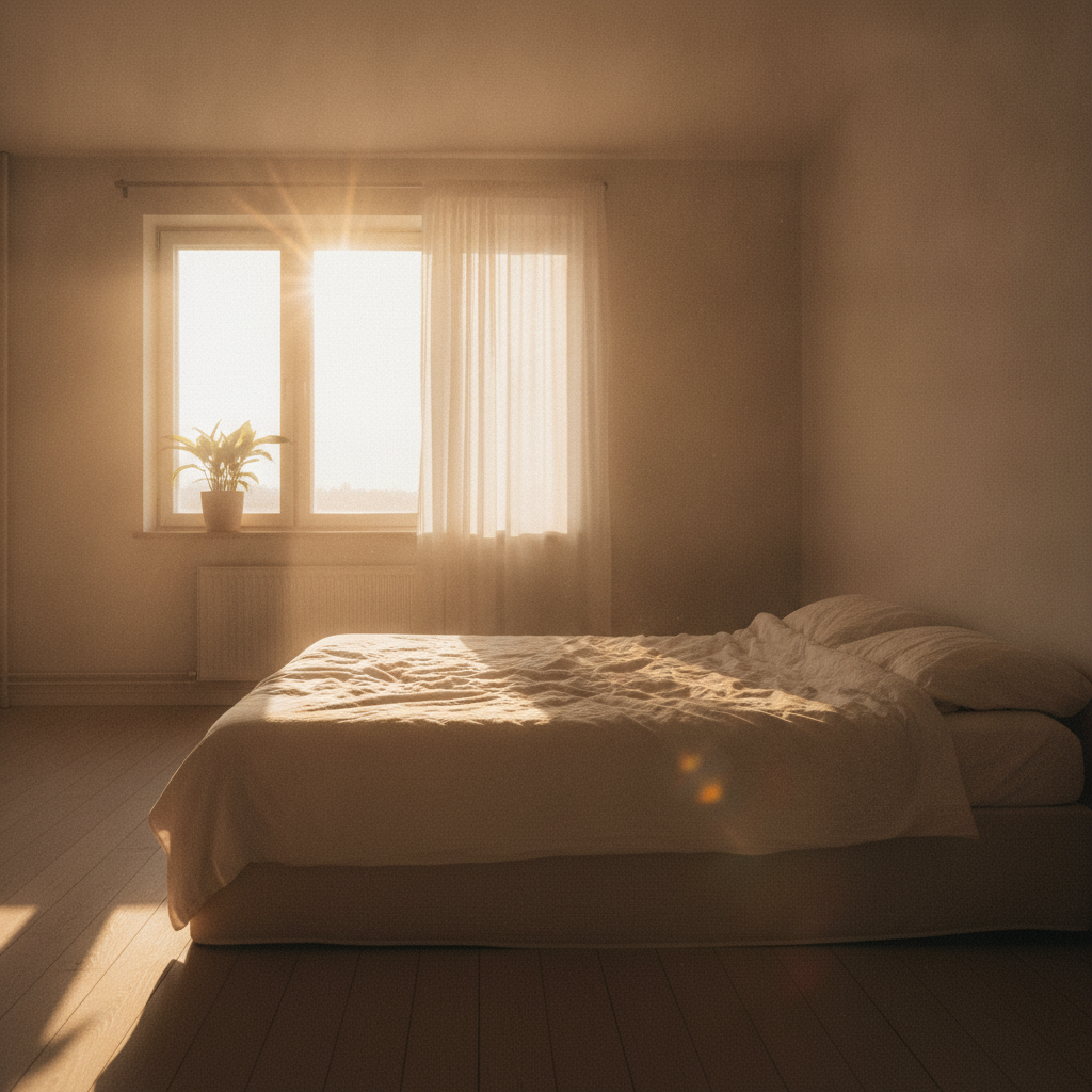 Sunrise through a window symbolising restful sleep